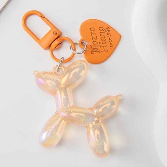 Sparkle Orange Balloon Dog Keychain bag clip purse accessory